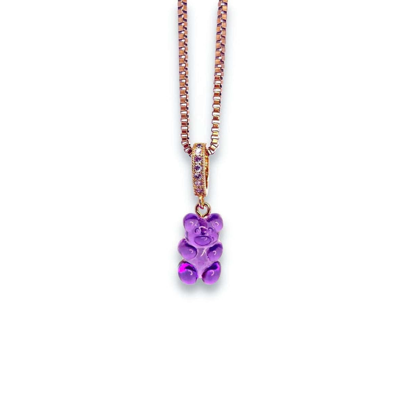 Gummy Bear Necklace, Purple, Gold chain - Dryp Factory