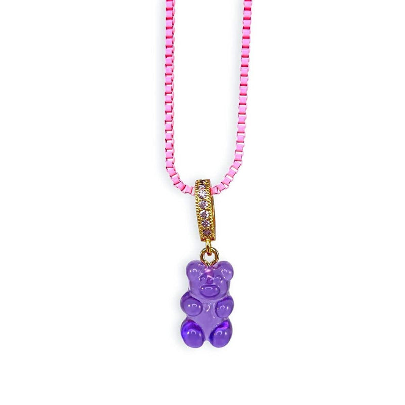 gummy bear necklace, purple, pink chain - dryp factory