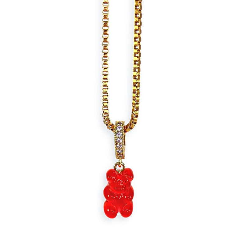 gummy bear necklace, red, 18k gold chain - Dryp Factory