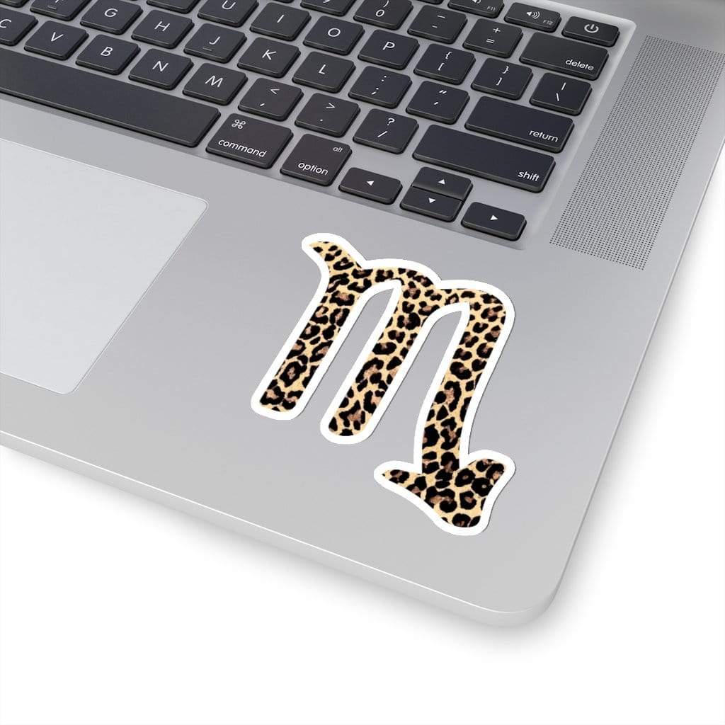 Leopard Print Scorpio Kiss-Cut Sticker 3" × 3" / White