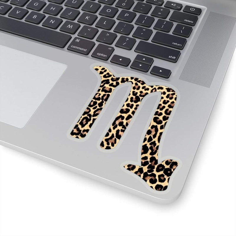 Leopard Print Scorpio Kiss-Cut Sticker 4" × 4" / Transparent
