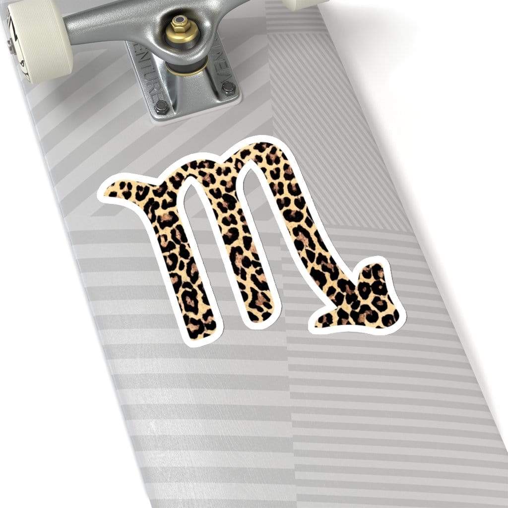 Leopard Print Scorpio Kiss-Cut Sticker 6" × 6" / White