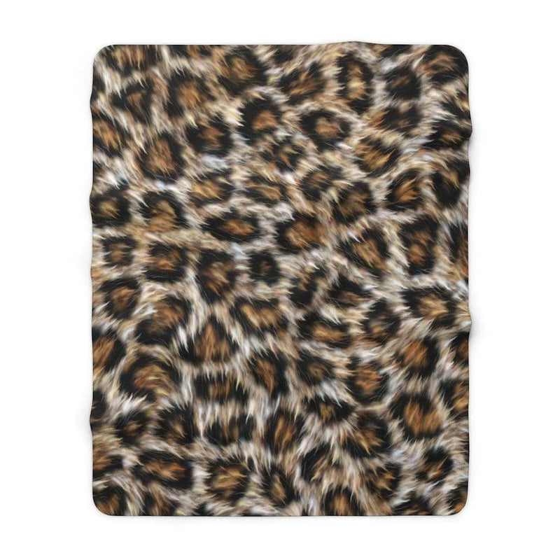 Leopard Sherpa Fleece Blanket 60" × 80"