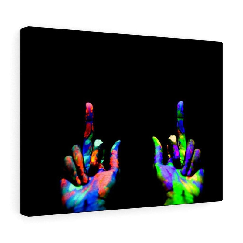Middle Fingers Up Neon Canvas Wall Art 16″ × 12″ / Premium Gallery Wraps (1.25″) Dryp Factory