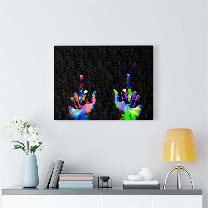 Middle Fingers Up Neon Canvas Wall Art Dryp Factory