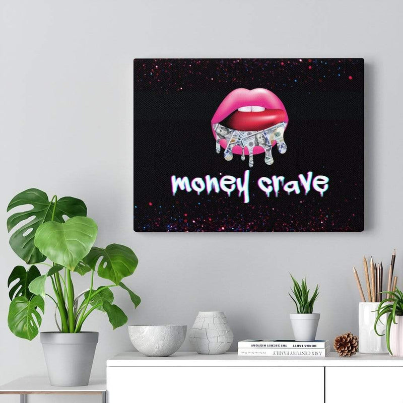 Money Crave Lips Canvas Wall Art