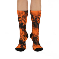 Smokey Orange Flames DTG Crew Socks