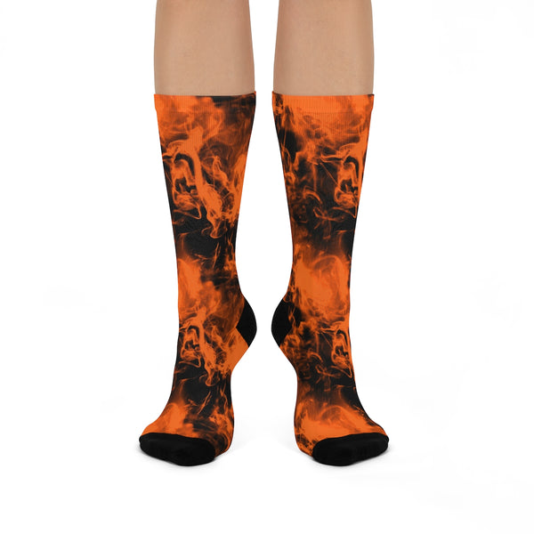 Smokey Orange Flames DTG Crew Socks