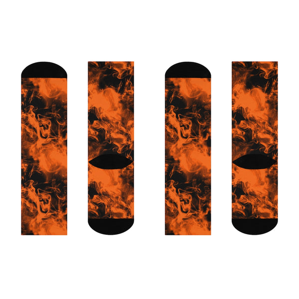 Smokey Orange Flames DTG Crew Socks