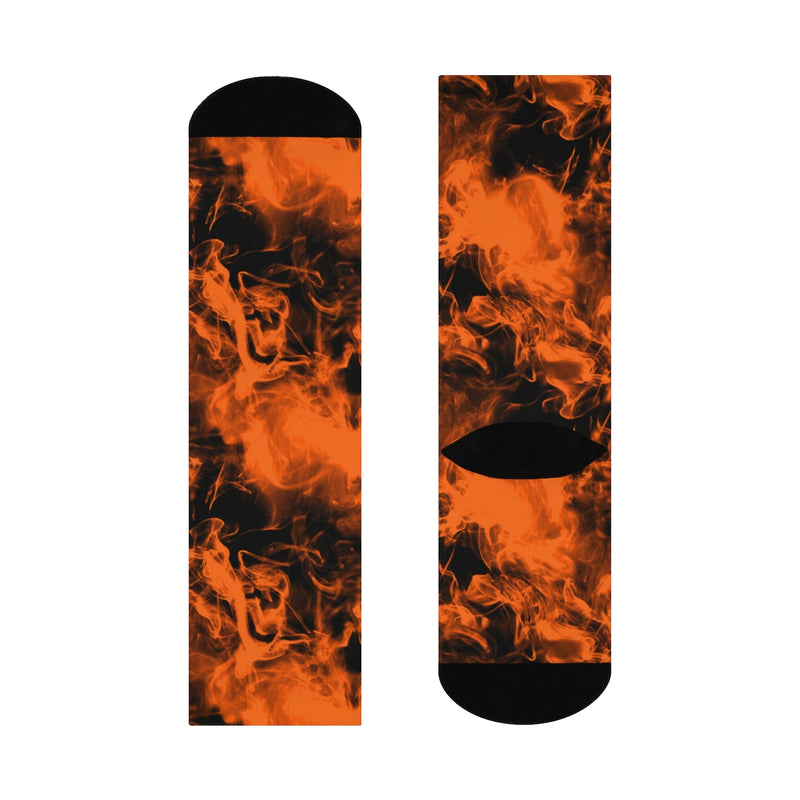 Smokey Orange Flames DTG Crew Socks