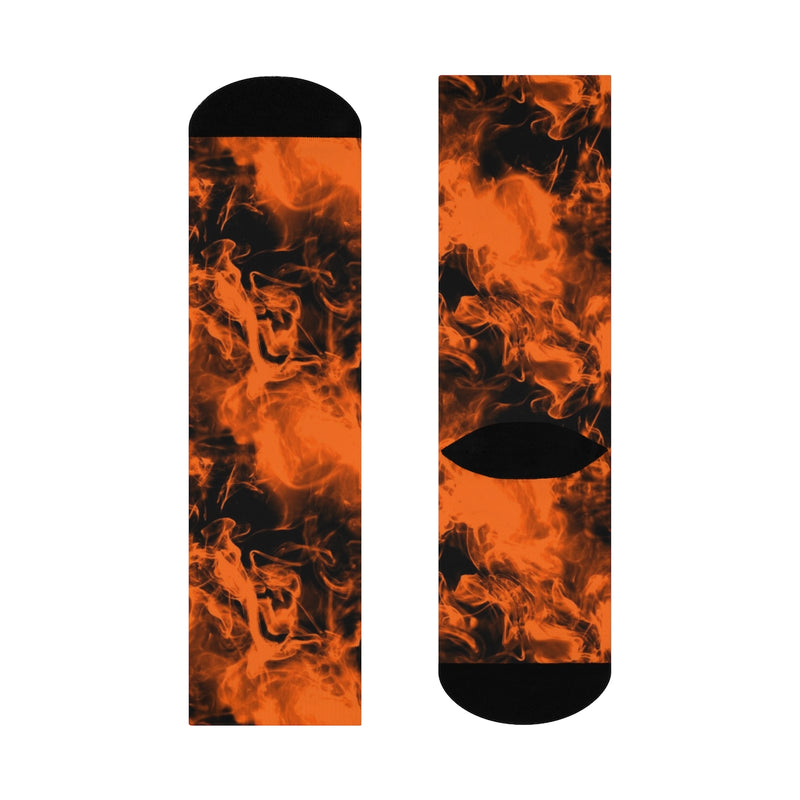 Smokey Orange Flames DTG Crew Socks