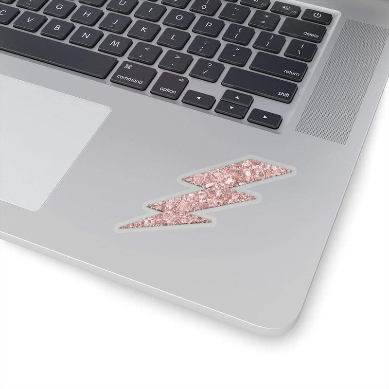 Pink Lightning Bolt Sticker 3" × 3" / Transparent