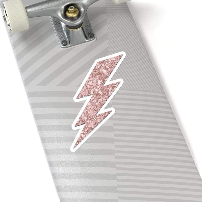 Pink Lightning Bolt Sticker 6" × 6" / White