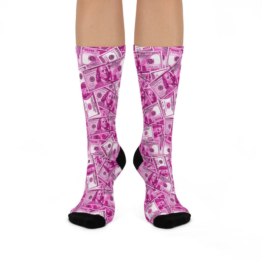 Pink Money Hundreds DTG Crew Socks