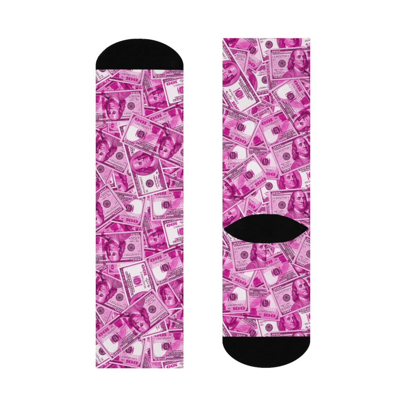 Pink Money Hundreds DTG Crew Socks