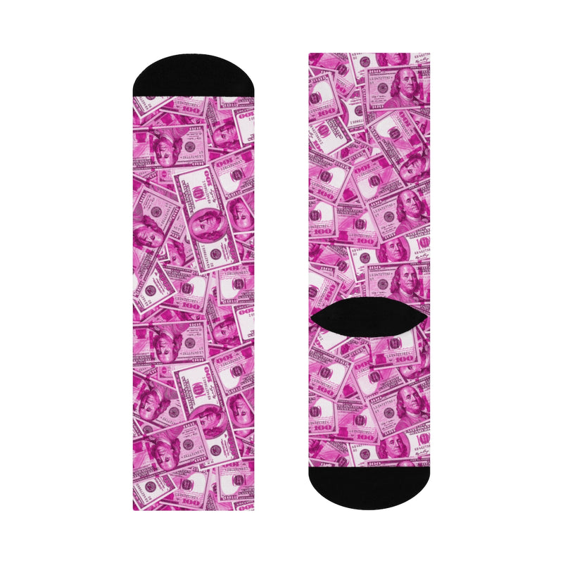 Pink Money Hundreds DTG Crew Socks
