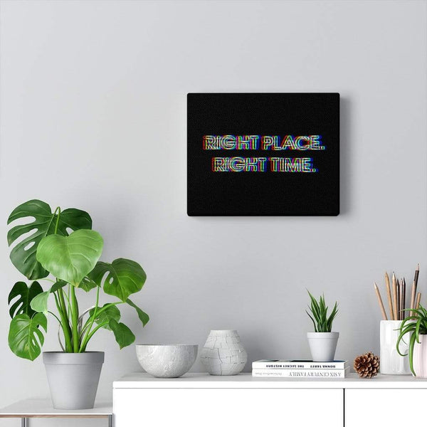 Right Place, Right Time Neon Canvas Wall Art 10″ × 8″ / Premium Gallery Wraps (1.25″) Dryp Factory