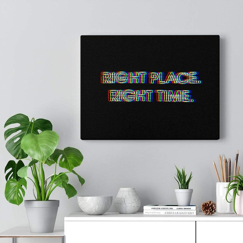 Right Place, Right Time Neon Canvas Wall Art 16″ × 12″ / Premium Gallery Wraps (1.25″) Dryp Factory