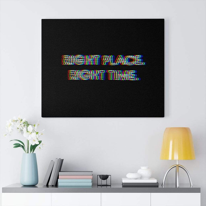 Right Place, Right Time Neon Canvas Wall Art 30″ × 24″ / Premium Gallery Wraps (1.25″) Dryp Factory