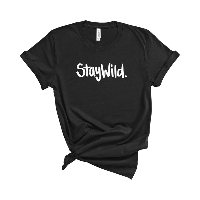 Stay Wild Hand Drawn Minimalist Black T-Shirt