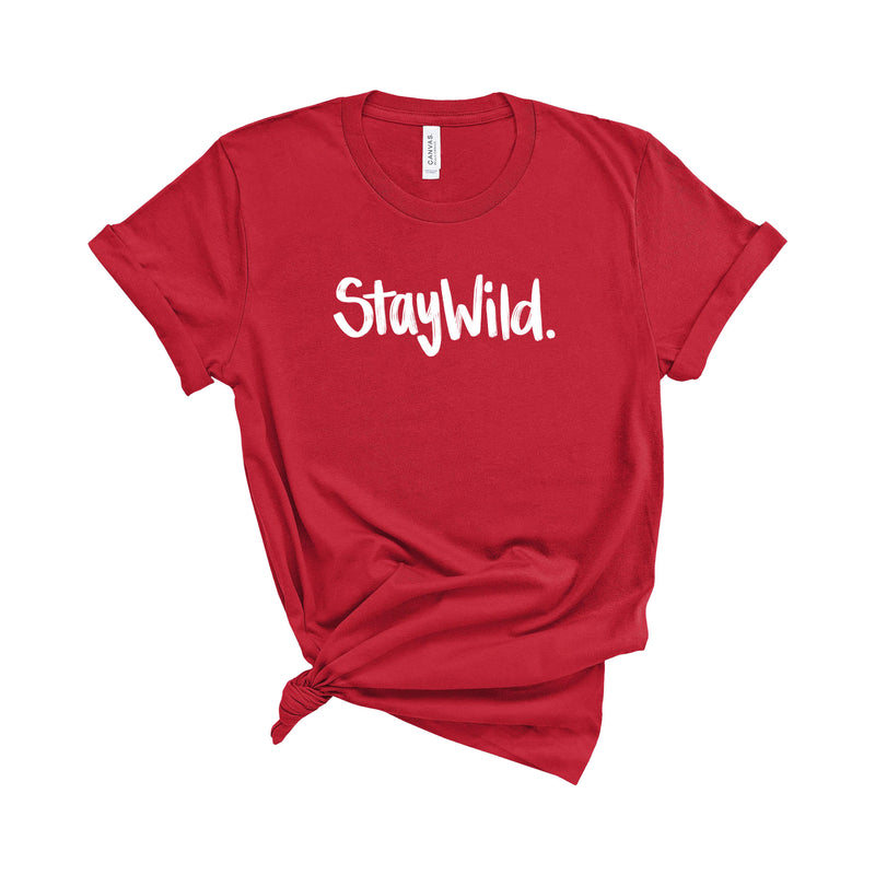 Stay Wild Hand Drawn Minimalist Red T-Shirt