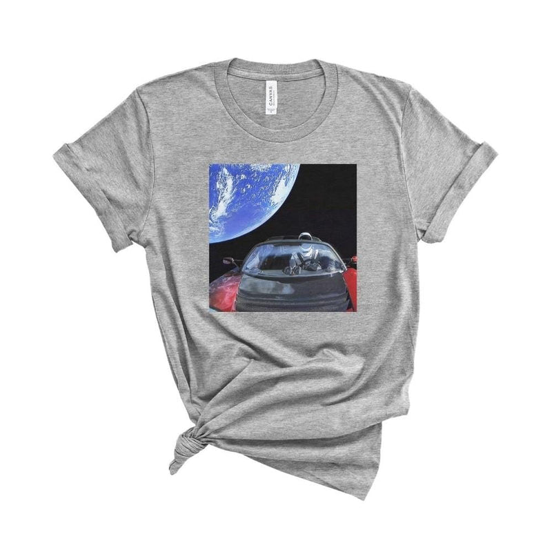 Tesla In Space T-Shirt Athletic Heather / XS