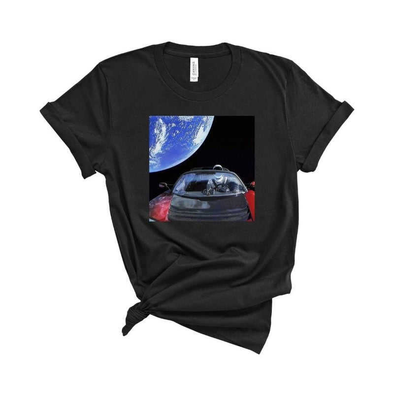 Tesla In Space T-Shirt Black / 2XL