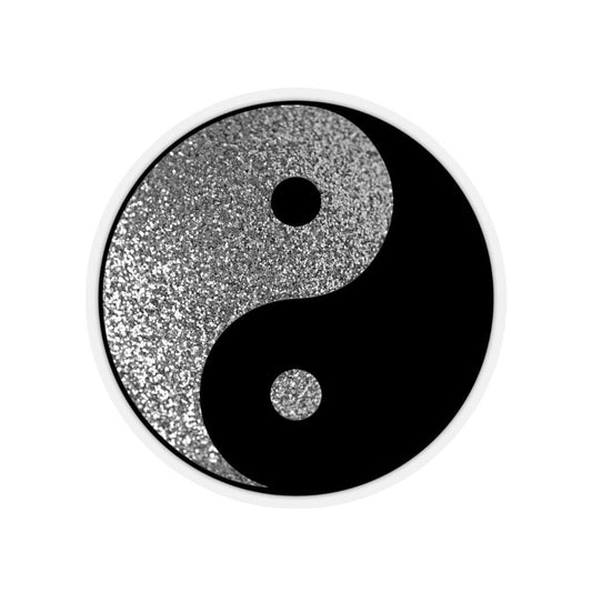 Ying Yang Glitter Sticker 2" × 2" / Transparent