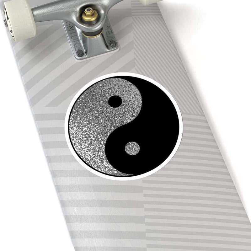 Ying Yang Glitter Sticker 6" × 6" / White